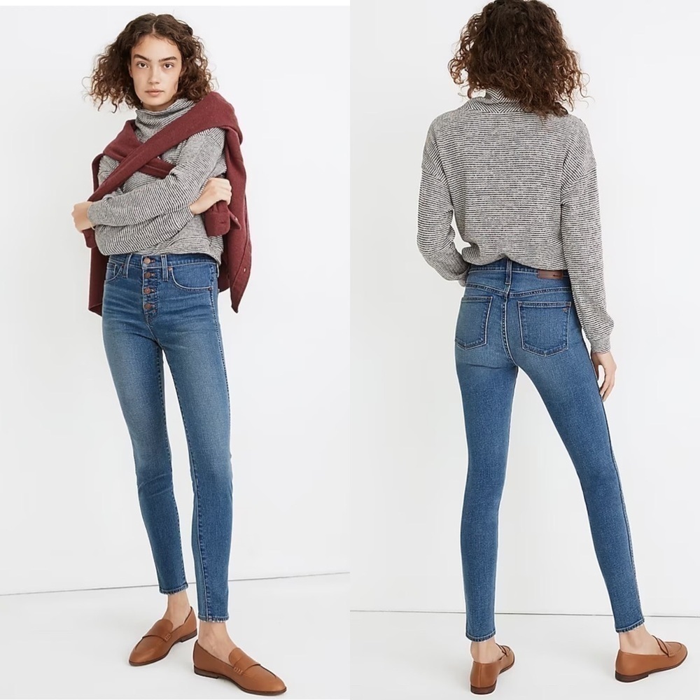 MADEWELL Sz 25T High-Rise Skinny Jeans in Dewitt Wash: Button-Front TENCEL